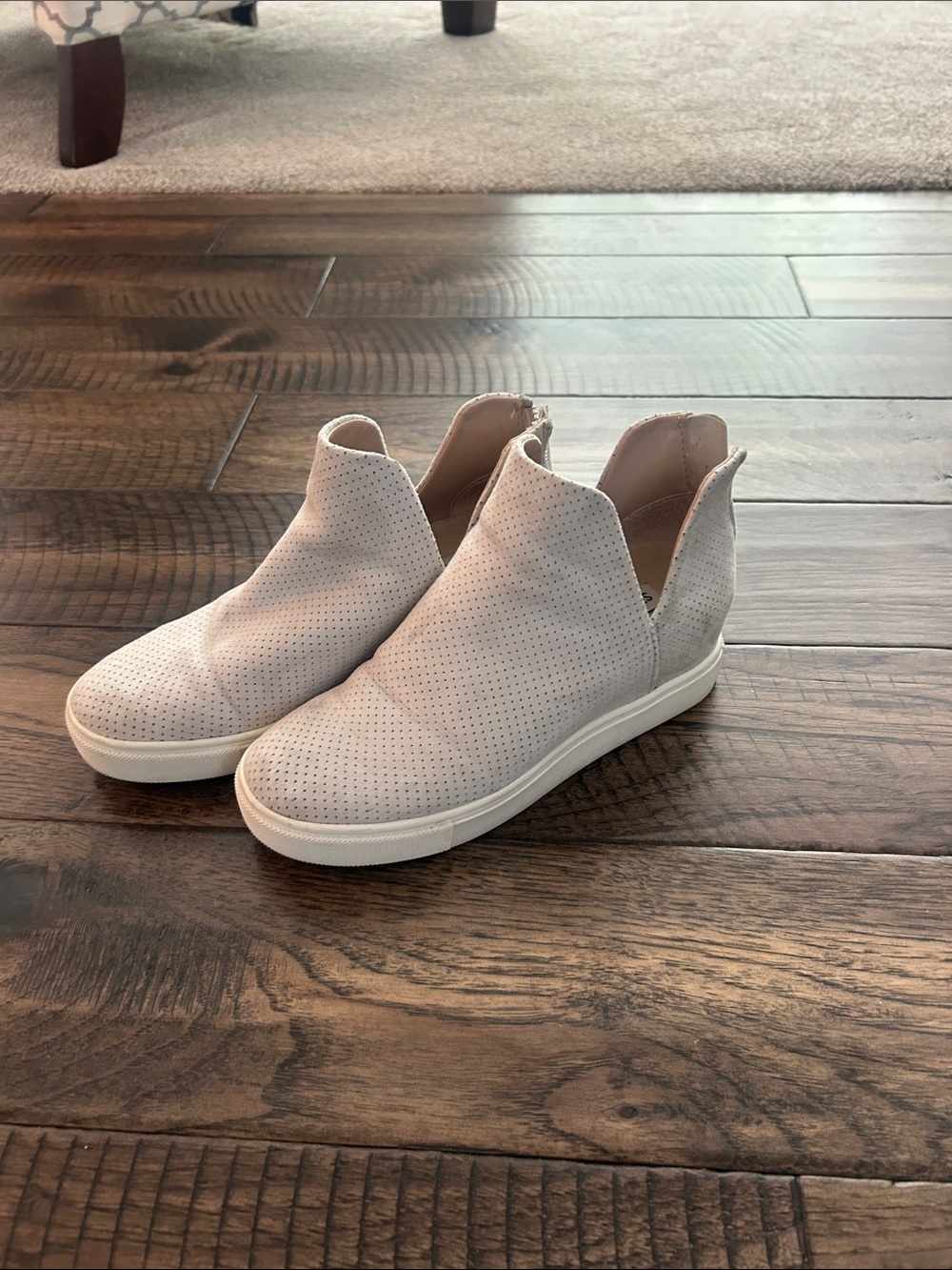 Steve Madden Perforated Wedge Slip-On Sneakers - Light Gray